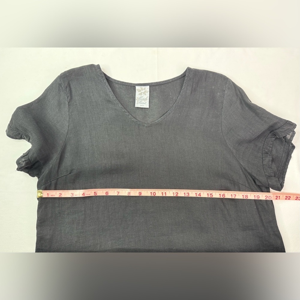 Match Point Linen Tunic Top Short Ruffle Sleeves Size Medium - Picture 6 of 7